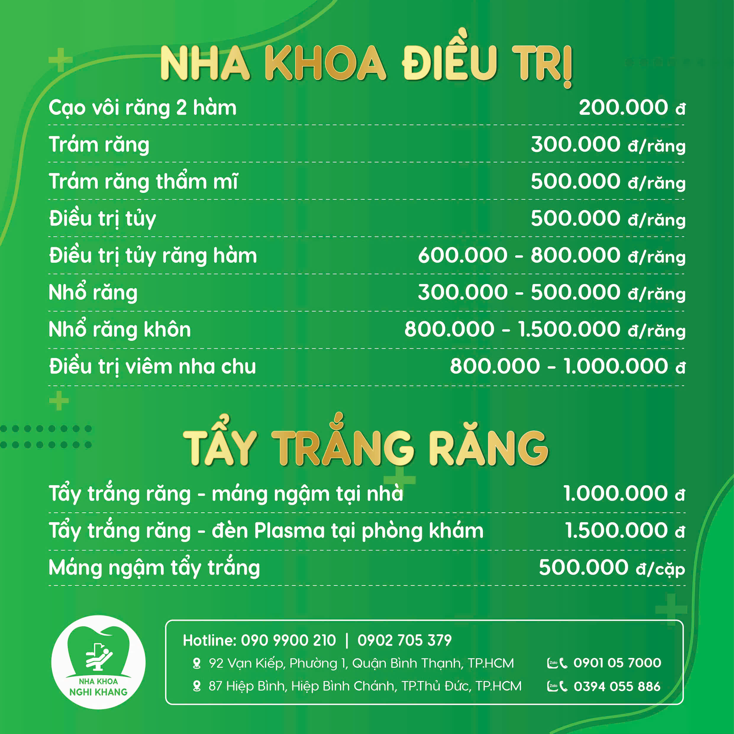 Bảng giá dịch vụ nha khoa 2